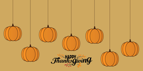 Happy thanksgiving day. Vector banner, greeting card with text Happy thanksgiving day