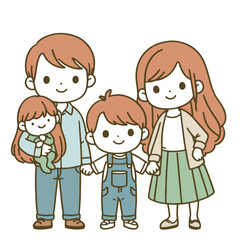 Obraz na płótnie Canvas Happy young family. Hand drawn style vector design illustrations.