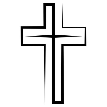 Catholic cross symbol faith in God, cross drawn one line