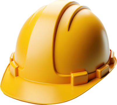 yellow hard hat safety helmet construction equipment 3d isolated on transparent background industrial safety gear