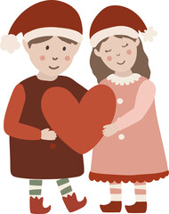 Valentines day cute character, elf, gnome, love couple