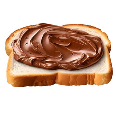 Chocolate spread on toast isolated on transparent background