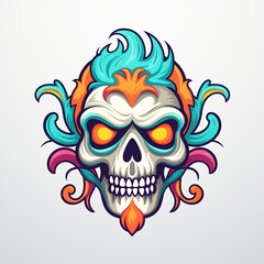 Playful Cartoon-Style Skull Logo with Vibrant Colors