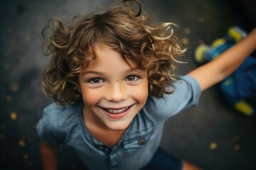beautiful curly-haired child smiling at the camera