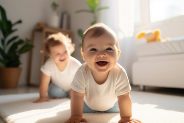 Obraz na płótnie Canvas happy baby baby smiling for the camera in a bright room