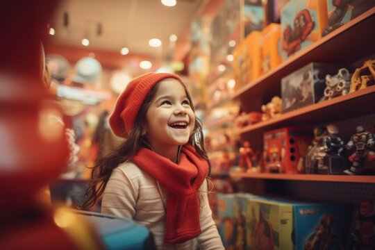 happy child in a toy store. gifts for children