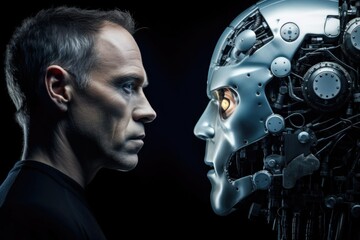 human face opposite robot face