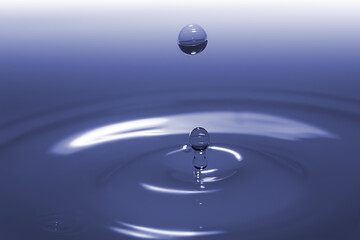 Clear aqua water droplet splashing in concentric circles, capturing refreshing purity.