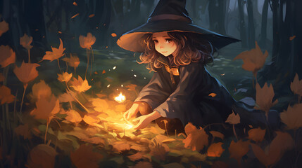 The little witch cast a spell with her magic