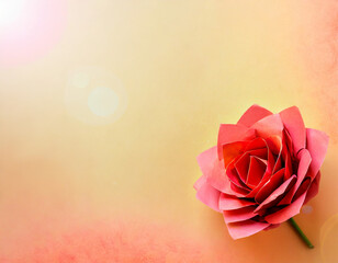 Peach Fuzz background with rose in the corner
