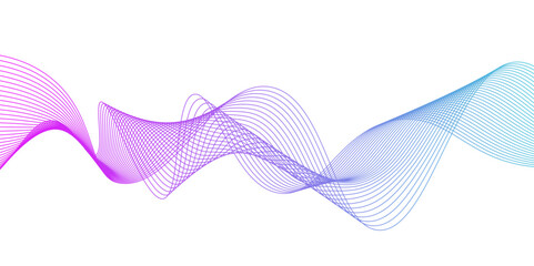 Curve colored lines on a white background. Abstract wave of many lines.Stylized line art background. Vector illustration. Wave with lines created using blend tool.