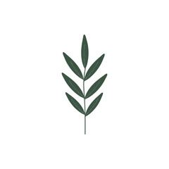 Christmas Branch on a white background in a flat simple style. Decorative botanical element. Vector