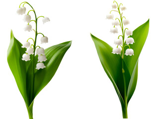 a set of lilies of the valley flowers on a transparent background © PJang
