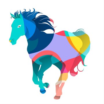 Colorful horse on a white background. Vector illustration for your design