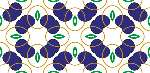 Seamless pattern with symmetric geometric ornament. Ornamental mosaic texture. Kaleidoscope abstract background abstract golden classic pattern. Metal mosaic on a colored background.