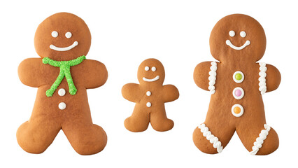 Happy gingerbread cookies family isolated on white background