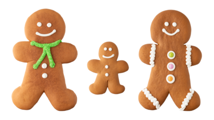 Happy gingerbread cookies family isolated on white background
