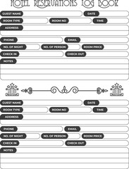 Hotel reservation tracker logbook journal kdp interior
