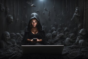 The dark side of social media. - obrazy, fototapety, plakaty