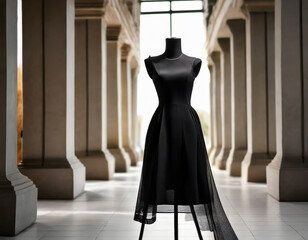 Stylish Mannequins Showcasing Fashionable Black Dresses in Modern Boutique
