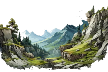 Gordijnen illustration about beautiful landscape isolated on PNG Background, Generative Ai. © Jahid CF 5327702
