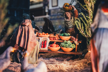 scenes from a nativity scene.
Jesus birth.
Christmas decoration
