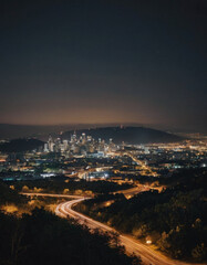 Fototapeta premium Night Cityscape View from a Hill