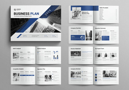 Business Plan Template Brochure Design Layout Landscape