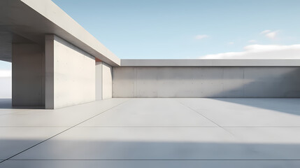 Obraz premium 3d render of abstract futuristic architecture with empty concrete floor