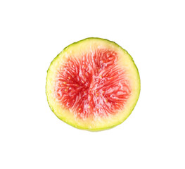 Piece of fresh green fig on white background