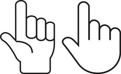 Human hand with pointing finger vector outline illustration