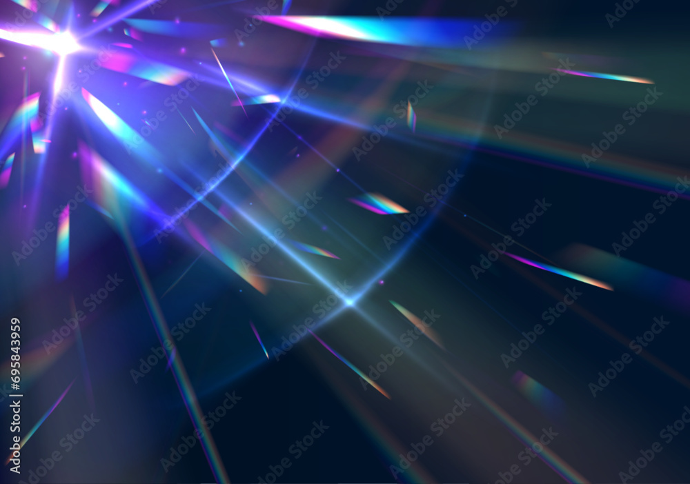 Aufkleber crystal light leak effect for photo overlay. ethereal lens rainbow light streak transparent effect. 