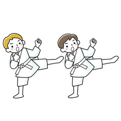 空手の稽古をする子供たち