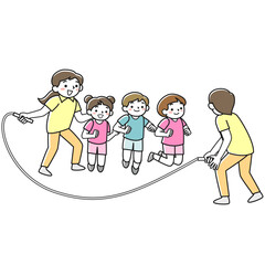 Fototapeta premium 大縄跳びをする子供たち