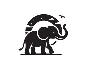 Elephant logo design. Silhouette vector illustration