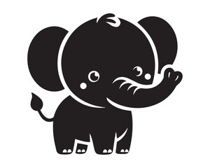 Elephant logo design. Silhouette vector illustration