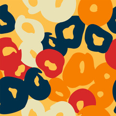 Colorful square seamless pattern, background, wallpaper, print with different shapes. Abstract contemporary style. Trendy art. Vector illustration