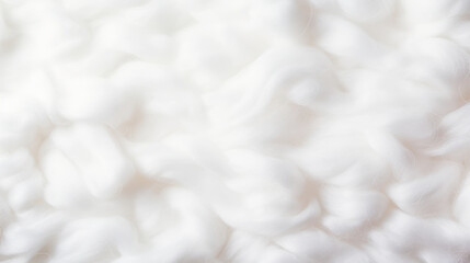 Fototapeta premium Close-up of white fluffy cotton background, abstract luxury wadding cloud texture. Generative AI