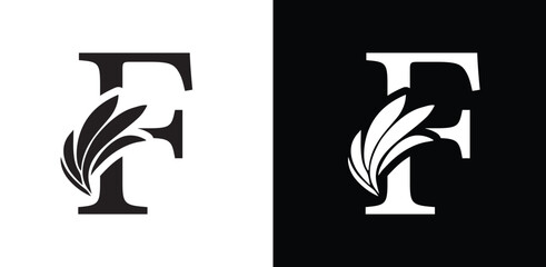 letter F. flower letters. Vintage ornament initial Alphabet. Logo vector	
