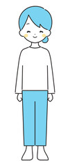 水色｜笑顔の女性イラスト｜私服
