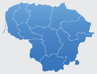 Fototapeta na wymiar The detailed map of Lithuania. Vector illustration.