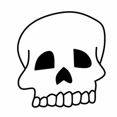 Skull skeleton icon, with editable stroke, skeleton head pictogram. On a white background. Vector icon