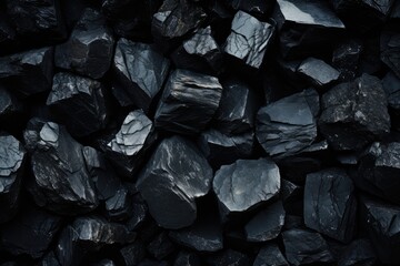 Abstract black background texture of a piece of coal. Generative AI