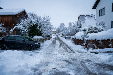 Bavarian City Shape with huge winter snow chaos