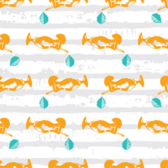 Vector fun simple cocktails alcoholic drink with orange slice and mint leaf seamless pattern 02. Suitable for textile, menu design and wallpaper.