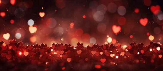 Fototapeta na wymiar Abstract background with red bokeh hearts