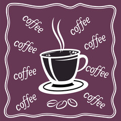 Coffee banner with a cup of hot drink vector design