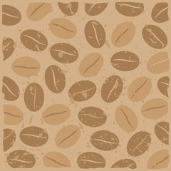 Brown beige coffee beans grunge background texture.