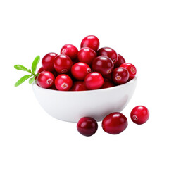 Cranberries in a cup on transparent background. 