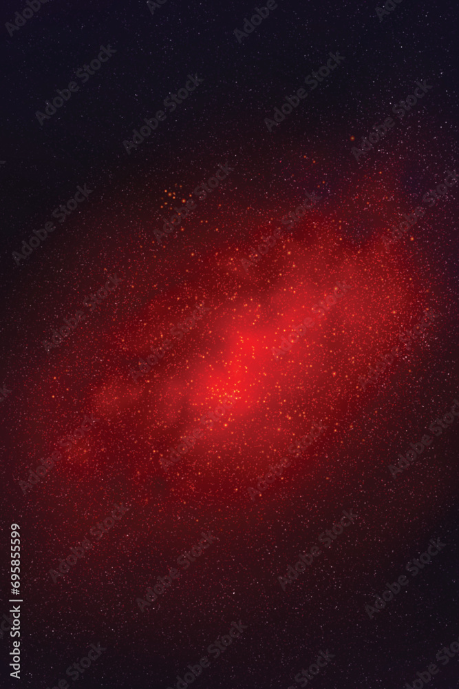 Poster milky way, stars and red nebula. night starry sky. space vector background